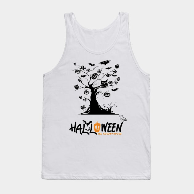 Scary Halloween Tree, Scary spooky Tree, Halloween Scary Tree, Scary Pumpkins Bats Owl Funny T Shirt, Horror Characters Hot Trend T-shirts Tank Top by Modern Art